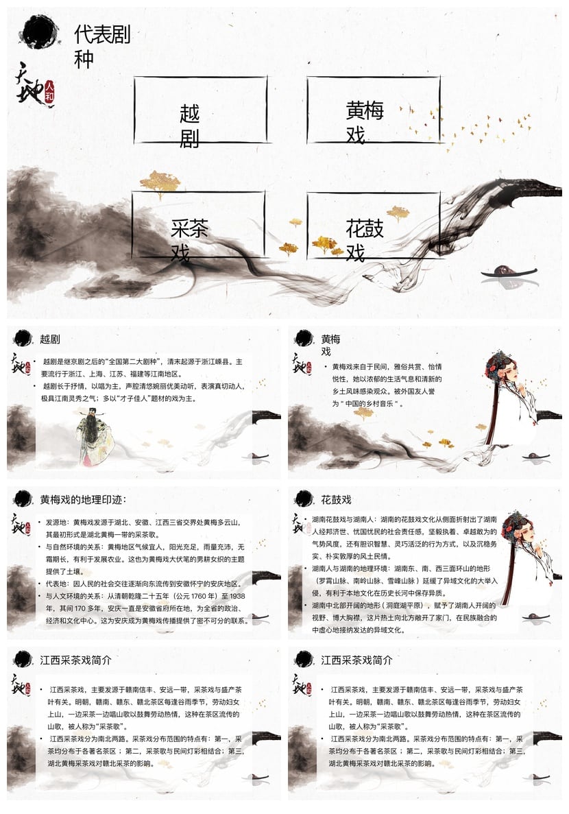 文艺戏曲PPT模板pptx素材 中国戏曲文化11演示文稿设计 - 第2页预览