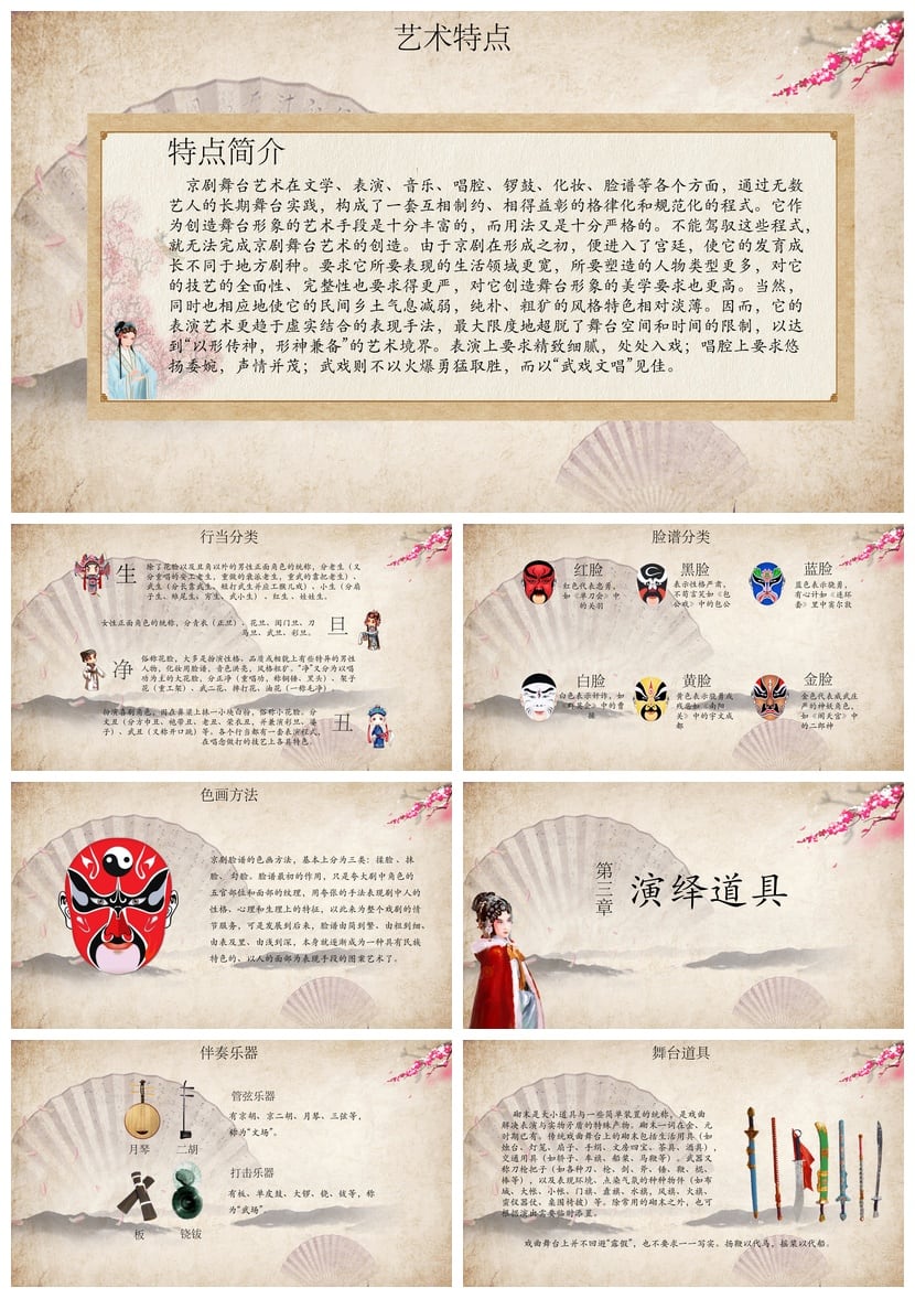 国粹京剧文化PPT模板素材 文艺戏曲传统艺术PPTX设计模板 - 第2页预览