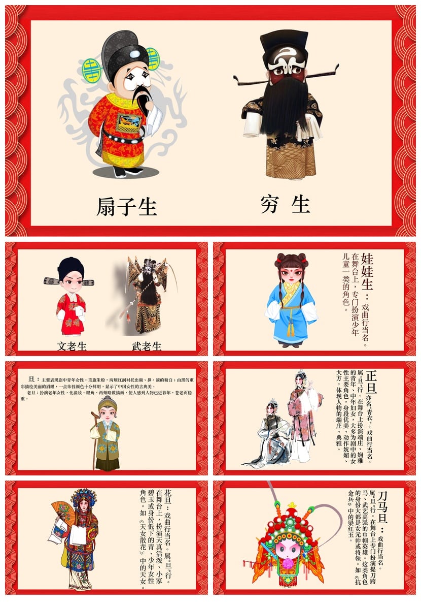 文艺戏曲京剧文化PPT模板 梨园百花戏歌主题设计素材 - 第3页预览