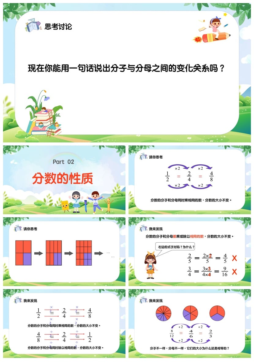 数学说课PPT模板分数的基本性质 五年级下册数学课件ppt素材 - 第2页预览