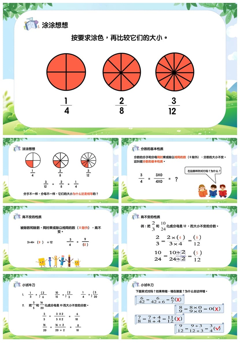 数学说课PPT模板分数的基本性质 五年级下册数学课件ppt素材 - 第3页预览