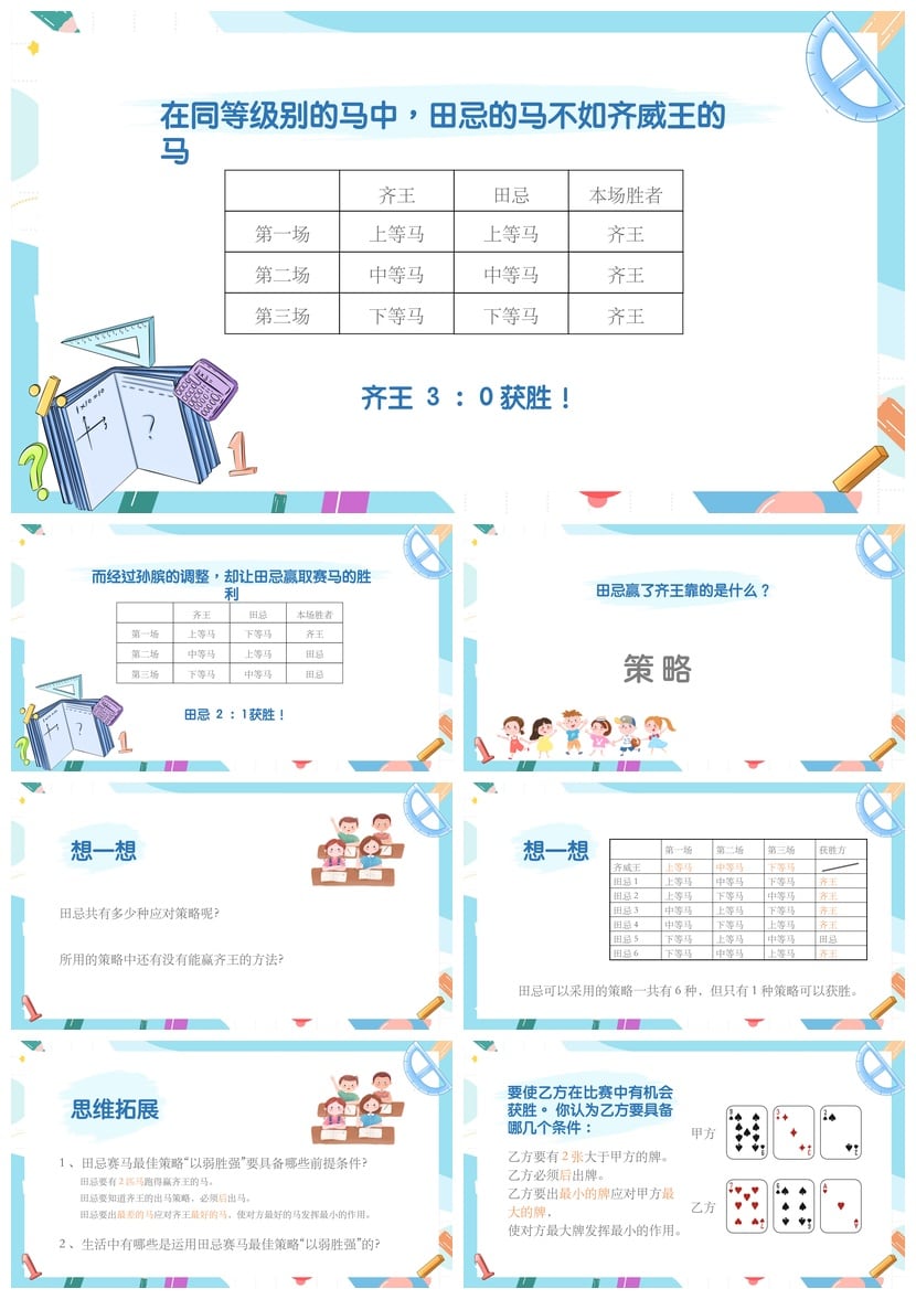 数学说课PPT模板田忌赛马策略问题课件 教师说课素材 - 第2页预览