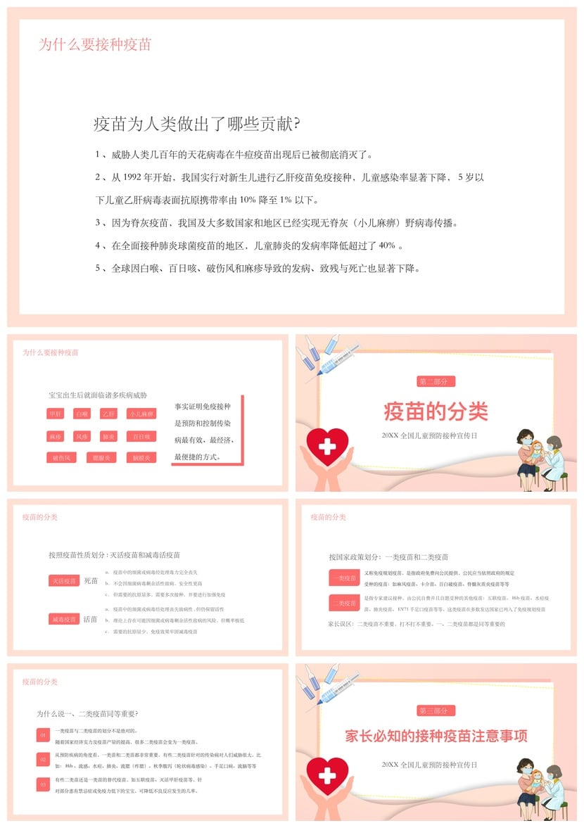 儿童预防接种宣传日PPT模板 幼儿园疫苗知识科普课件素材 - 第2页预览