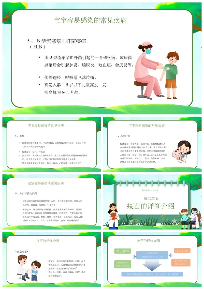 儿童预防接种宣传日PPT模板 疫苗接种知识讲座课件素材 - 第2页预览