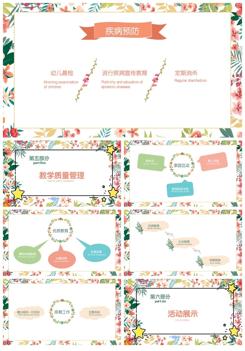 幼儿园工作汇报PPT模板 班级总结文件素材pptx 课件设计资源 - 第3页预览