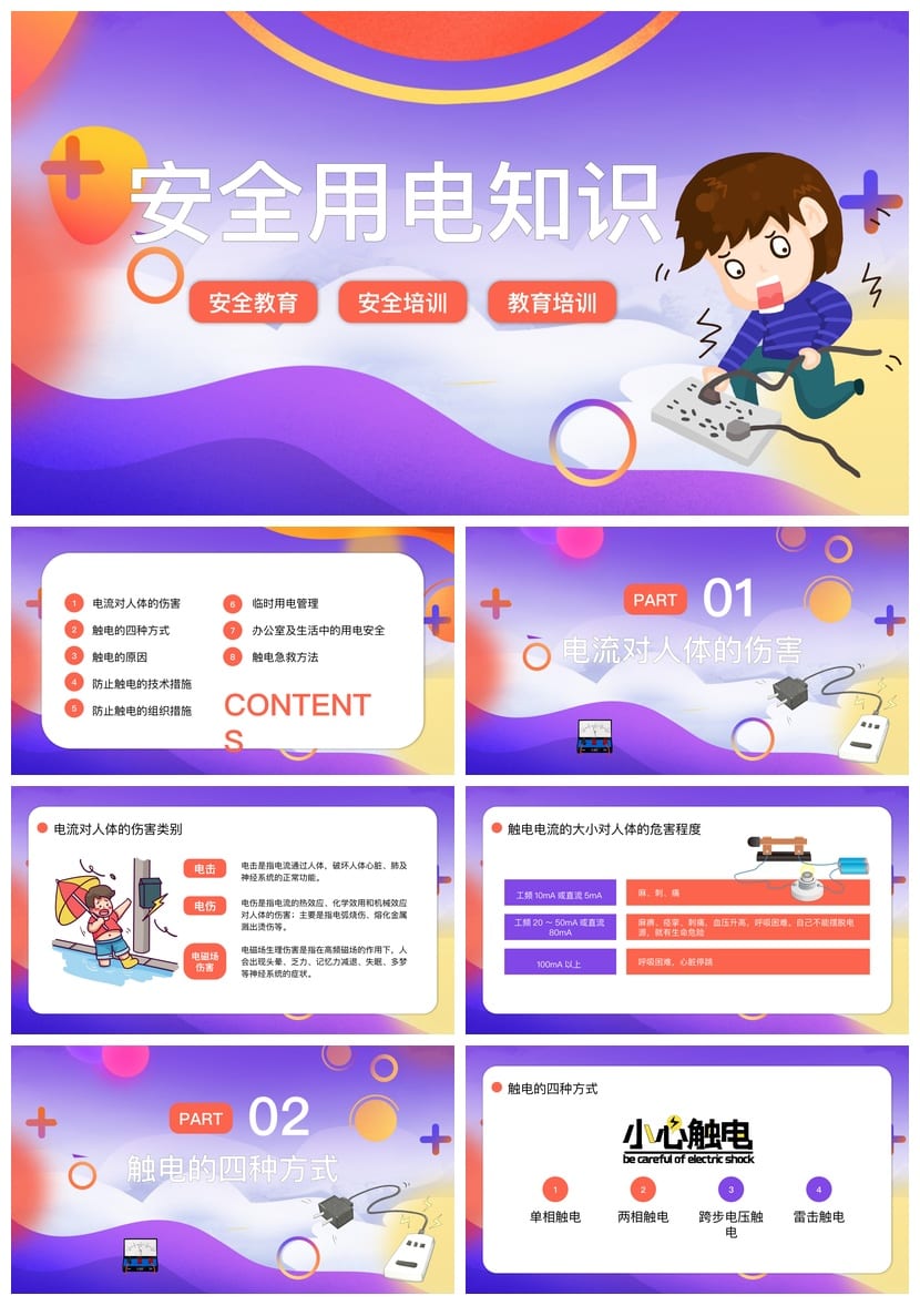 安全用电主题班会PPT课件 校园安全知识宣传 防触电教育资料 - 第1页预览