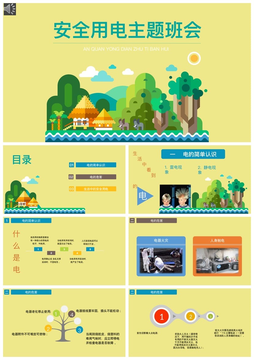 安全用电主题班会PPT课件 中小学用电安全教育班会ppt模板 - 第1页预览