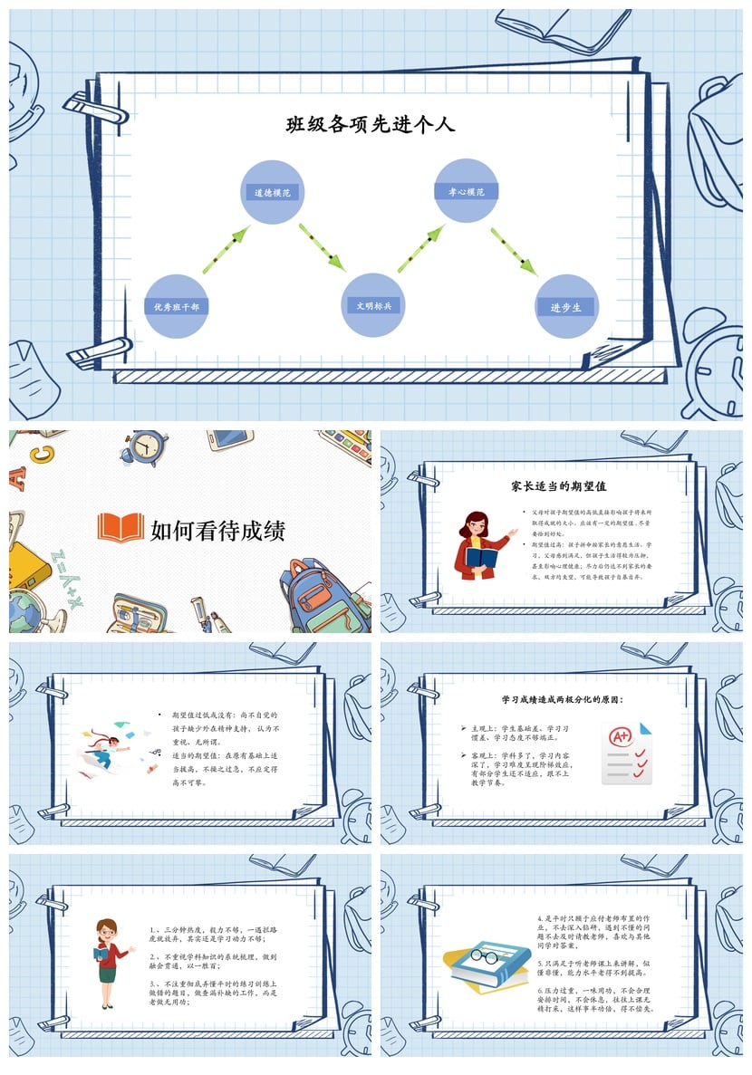 初二家长会PPT模板 初中八年级期中家长会课件素材 - 第2页预览