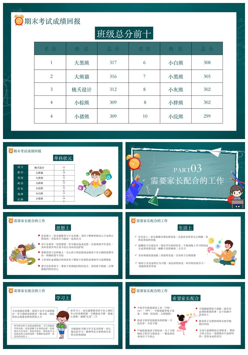 初中家长会PPT模板 初一初二初三家长会课件 - 第2页预览