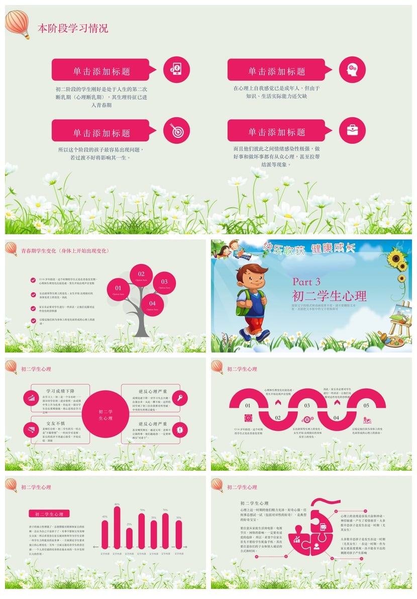 初二家长会PPT模板 初一至初三家长会课件素材 - 第2页预览