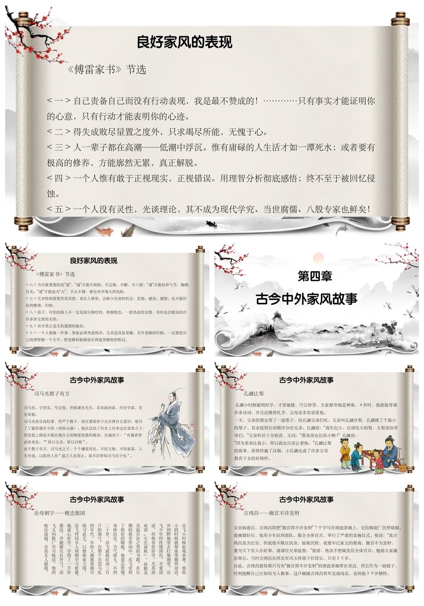 中国传统礼仪文化PPT模板 家规家训家风素材 中华传统美德教育 - 第5页预览