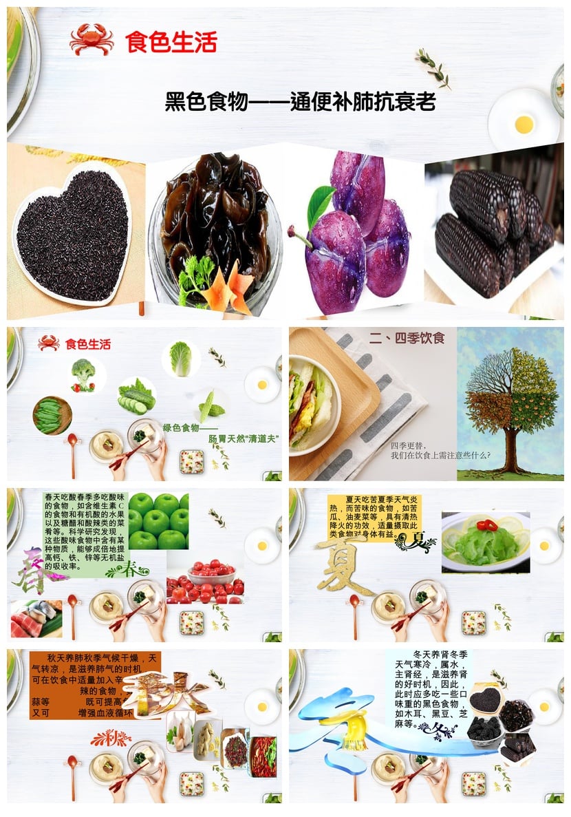 健康饮食PPT模板 营养膳食课件pptx素材 美味生活美食每刻 - 第2页预览