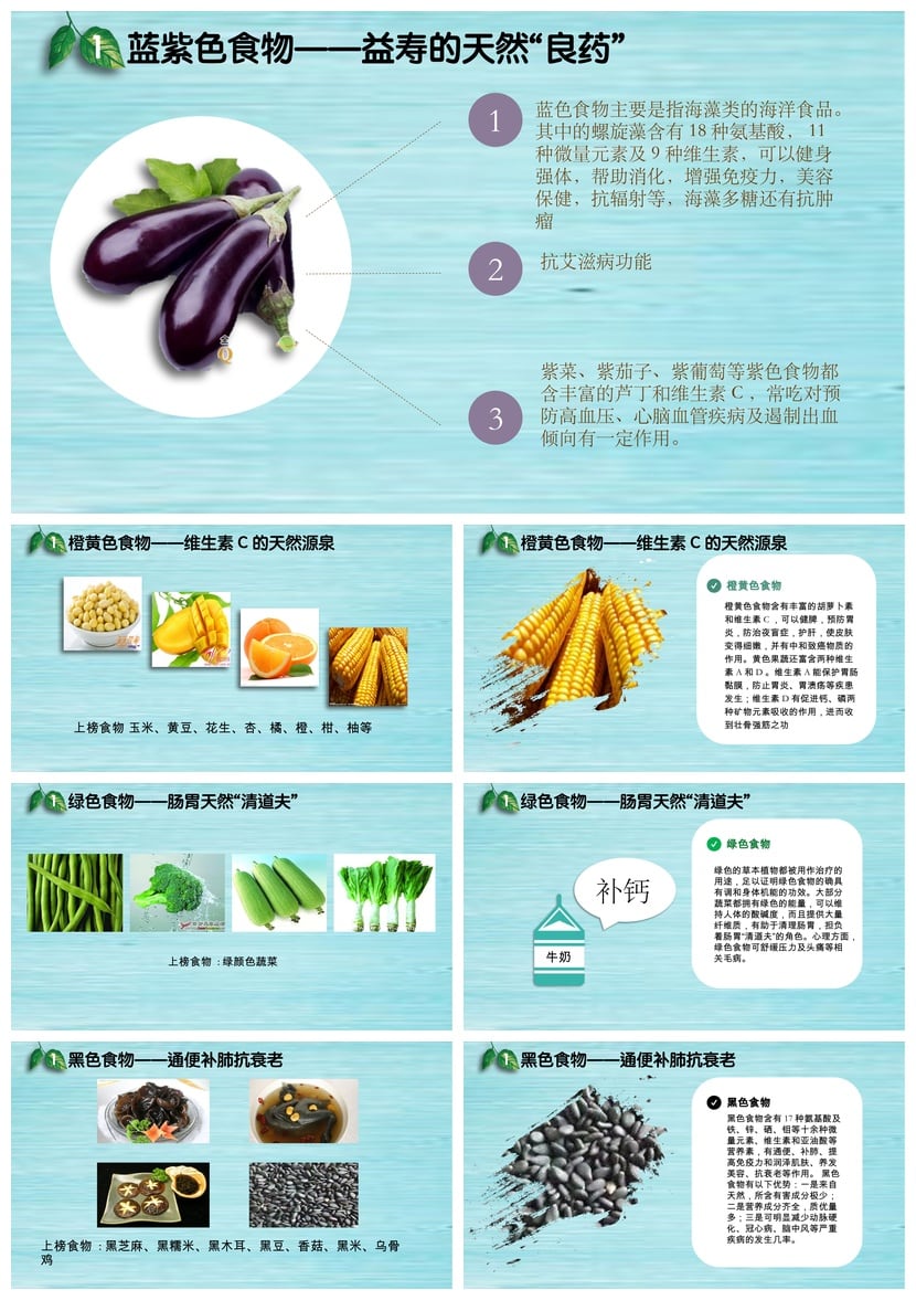 健康饮食PPT模板 美食营养餐食谱素材 健康生活小常识pptx - 第2页预览