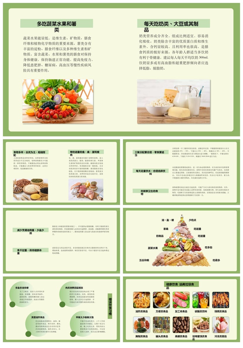 健康饮食PPT模板 营养餐计划与膳食指南素材 减脂食谱设计pptx - 第2页预览