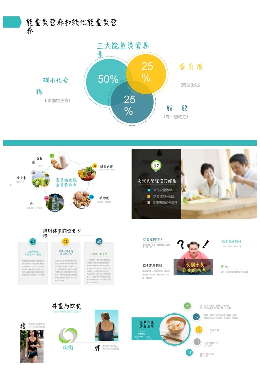 健康饮食PPT模板 营养膳食指南 饮食与健康课件素材 - 第4页预览