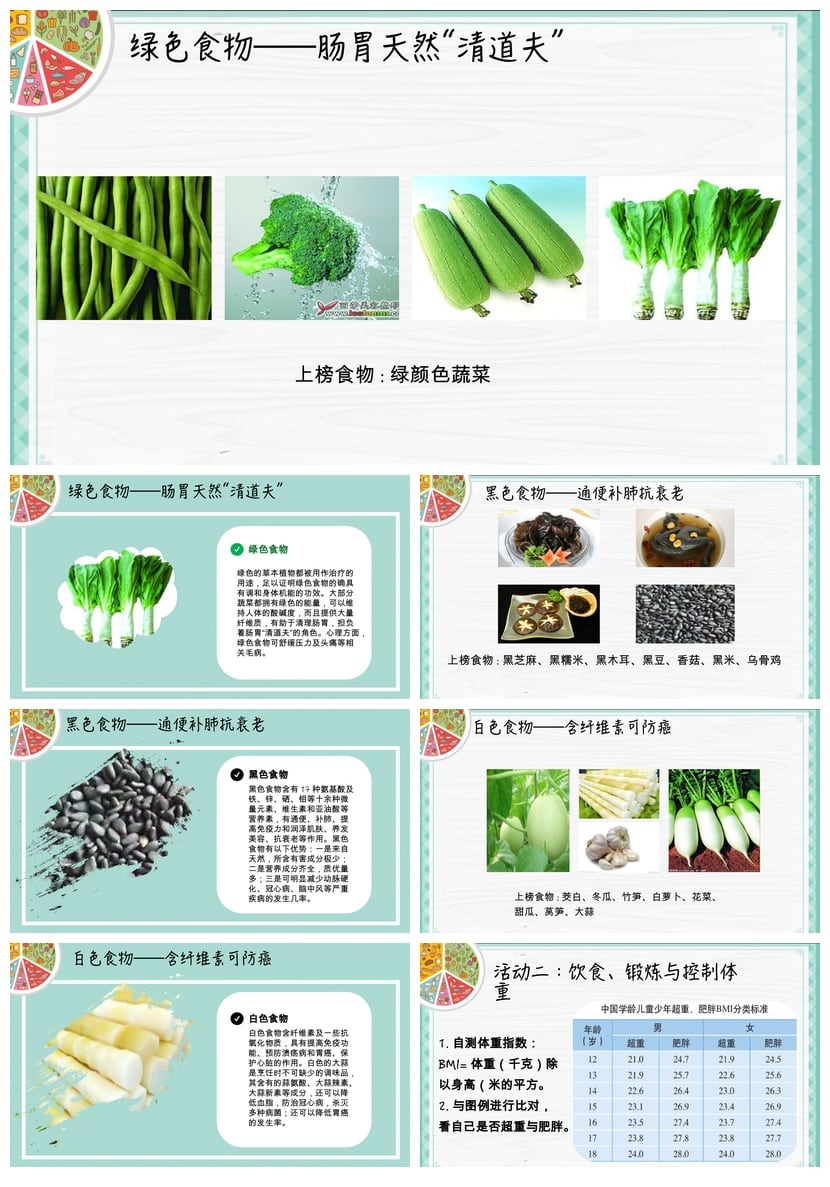 健康饮食PPT模板 膳食营养课件 均衡饮食指南pptx素材 - 第3页预览