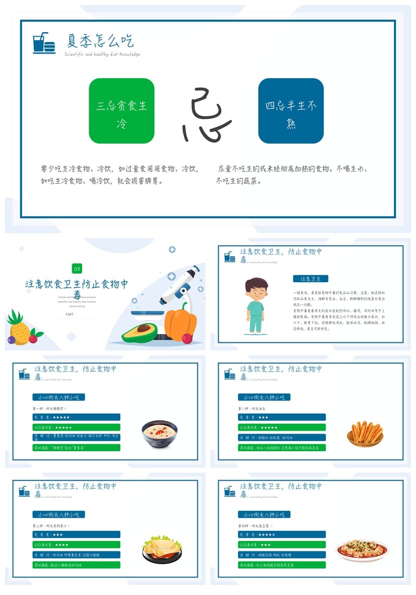 科学健康饮食PPT模板 健康饮食知识课件夏季饮食安全主题班会素材 - 第3页预览