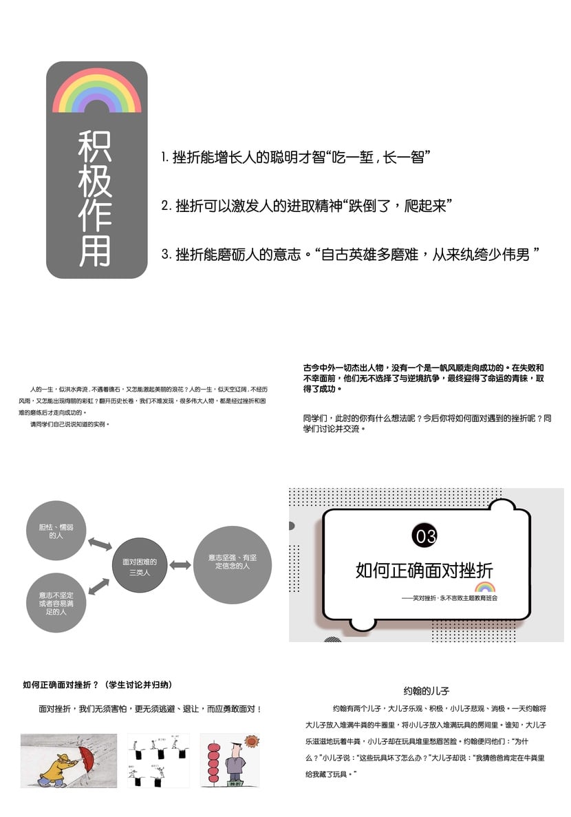 儿童教育挫折主题班会PPT模板 笑对挫折永不言败主题教育素材 - 第2页预览