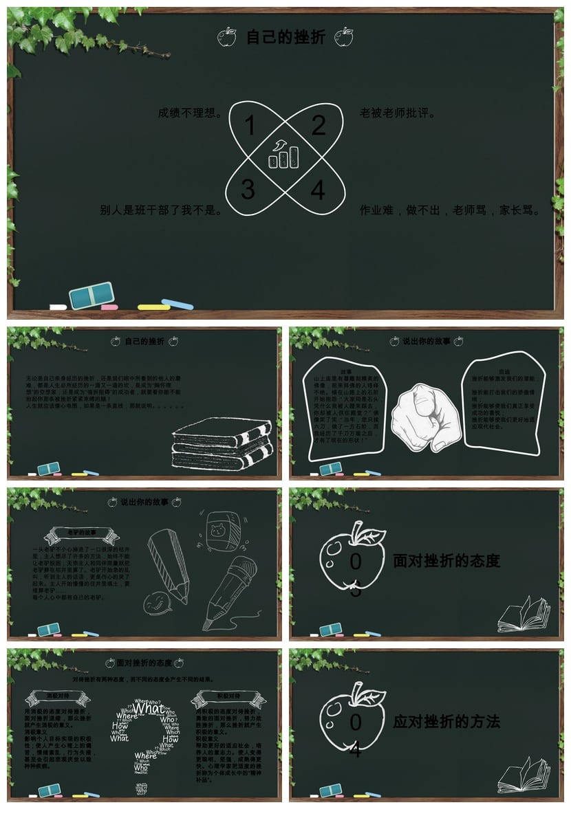 儿童教育挫折主题班会PPT模板 正确面对挫折素材pptx - 第2页预览