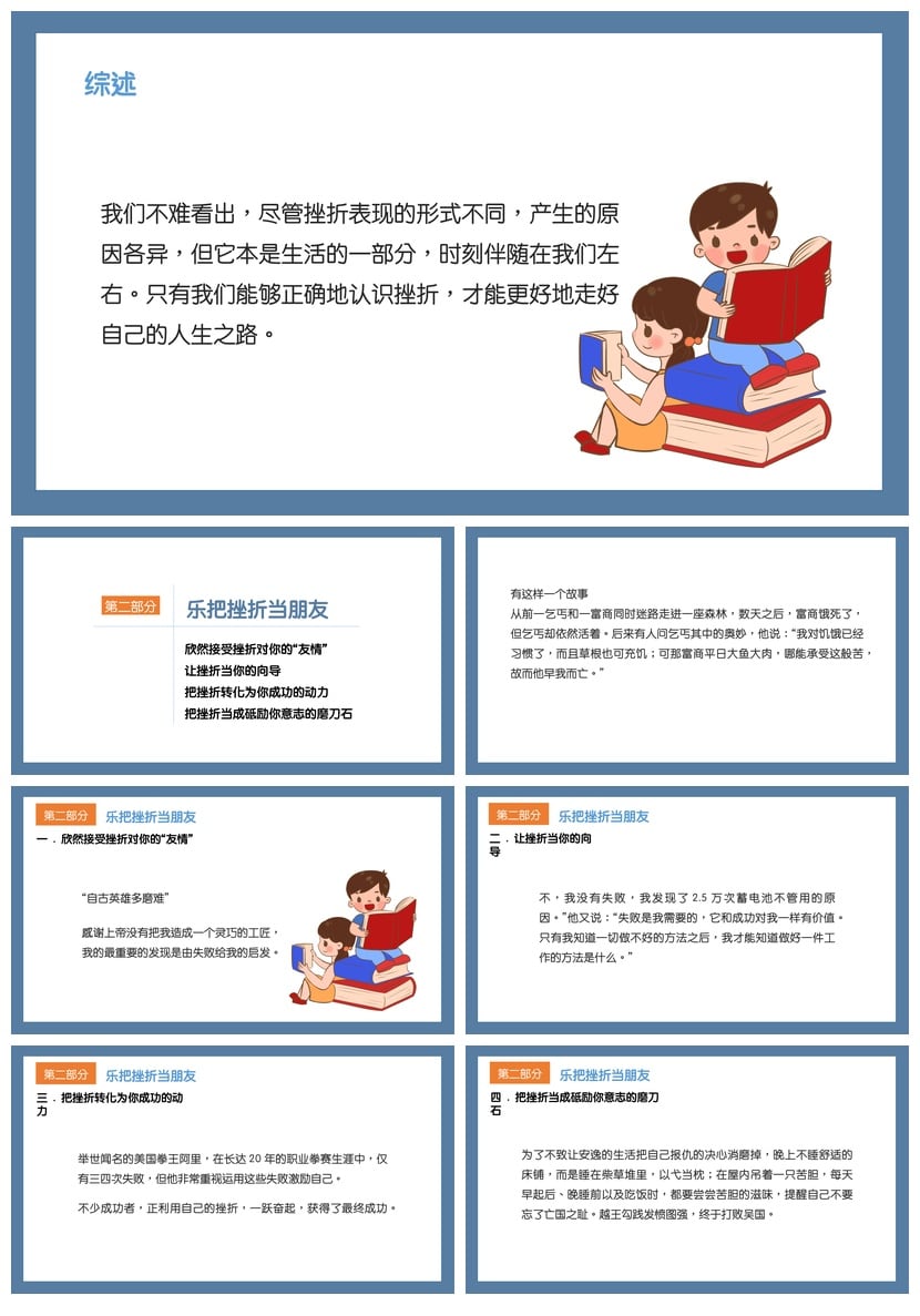 儿童挫折教育主题班会PPT模板 成长型思维课件抗挫折能力培养素材 - 第2页预览