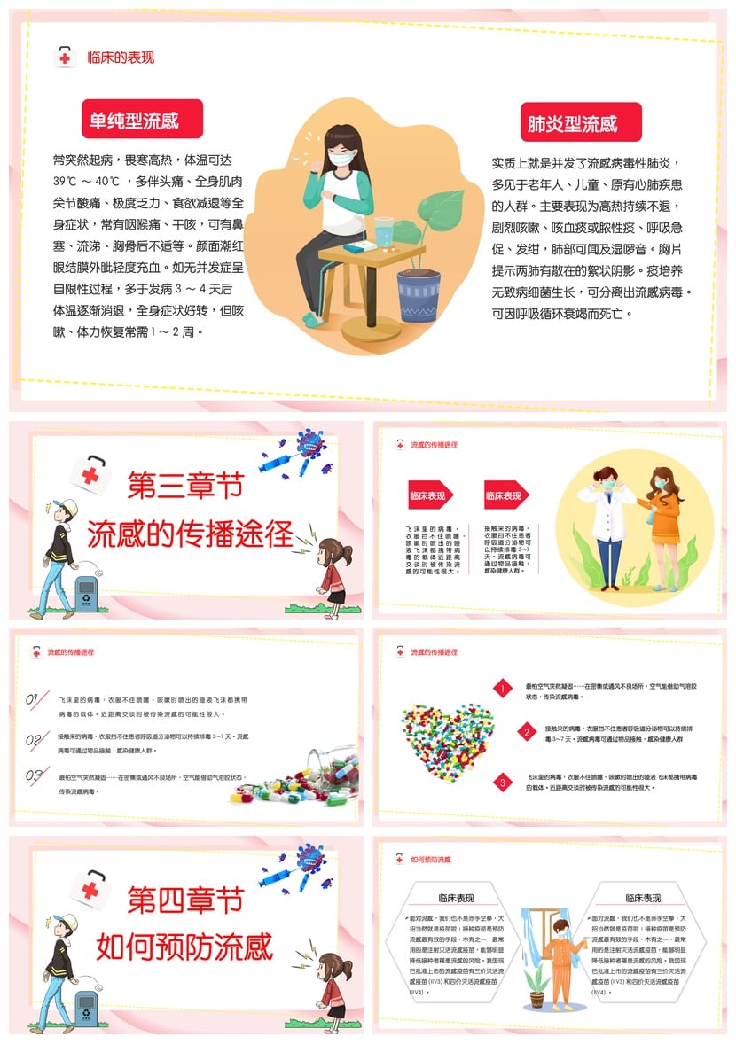 冬季预防流感PPT模板 秋冬疾病医疗卫生健康宣传素材 - 第2页预览