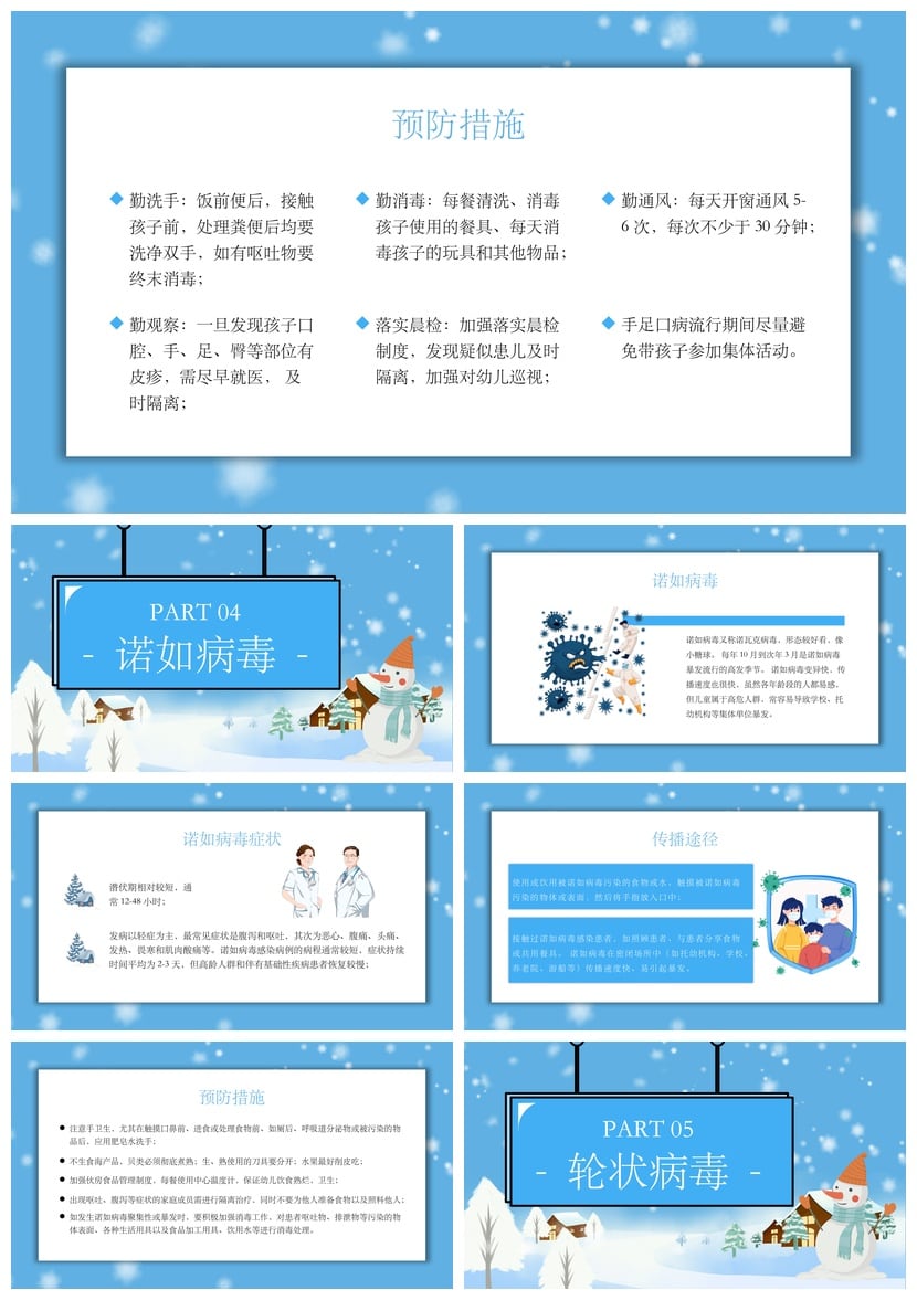 幼儿冬季传染病预防PPT模板 关注健康预防季节性疾病 - 第3页预览
