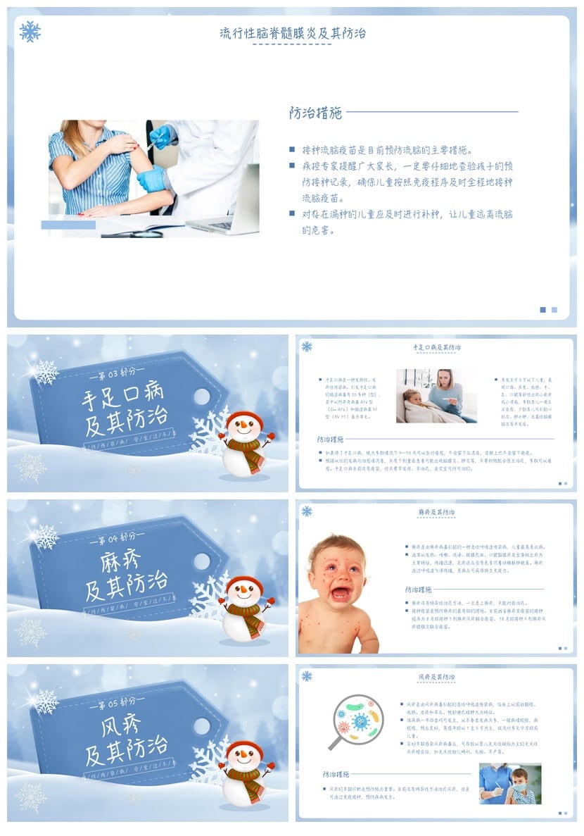 冬季预防传染病PPT模板 疾病预防课件 健康教育ppt素材 - 第2页预览