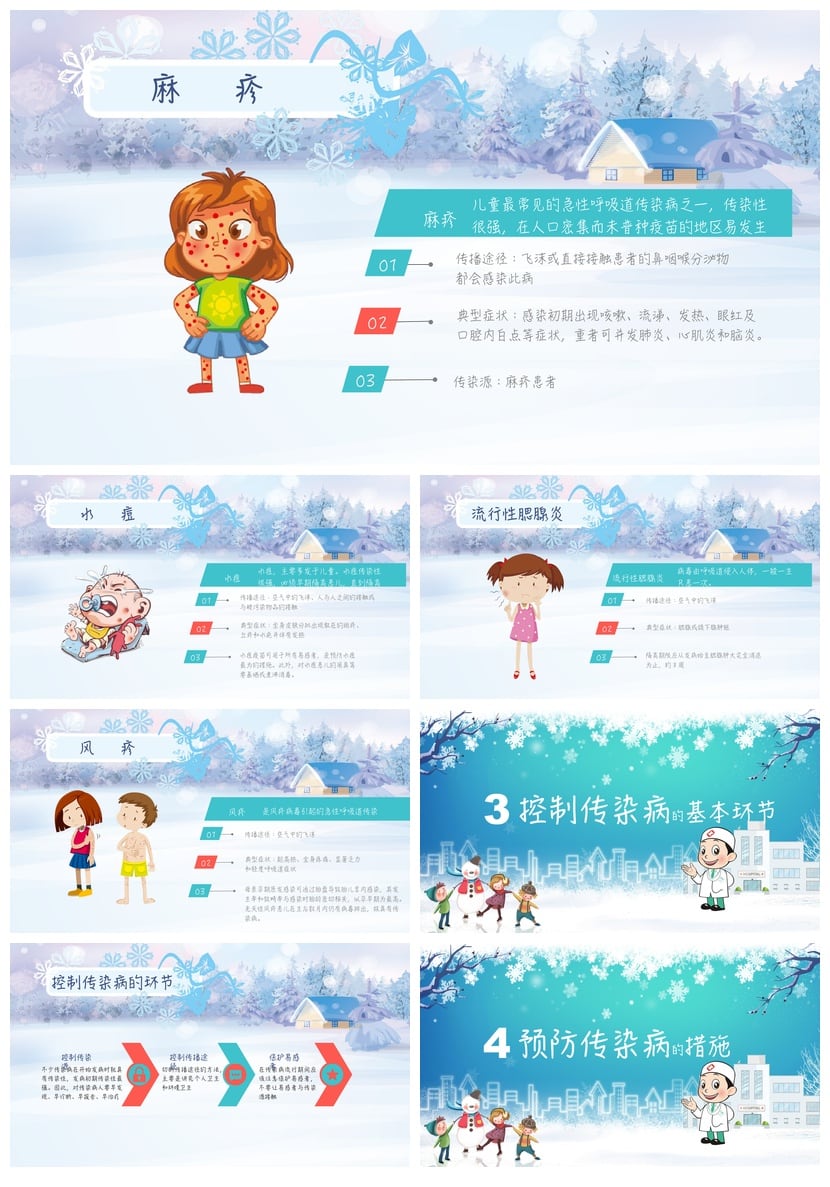 冬季预防传染病PPT模板 疾病防控培训课件 卫生健康宣传资料 - 第2页预览