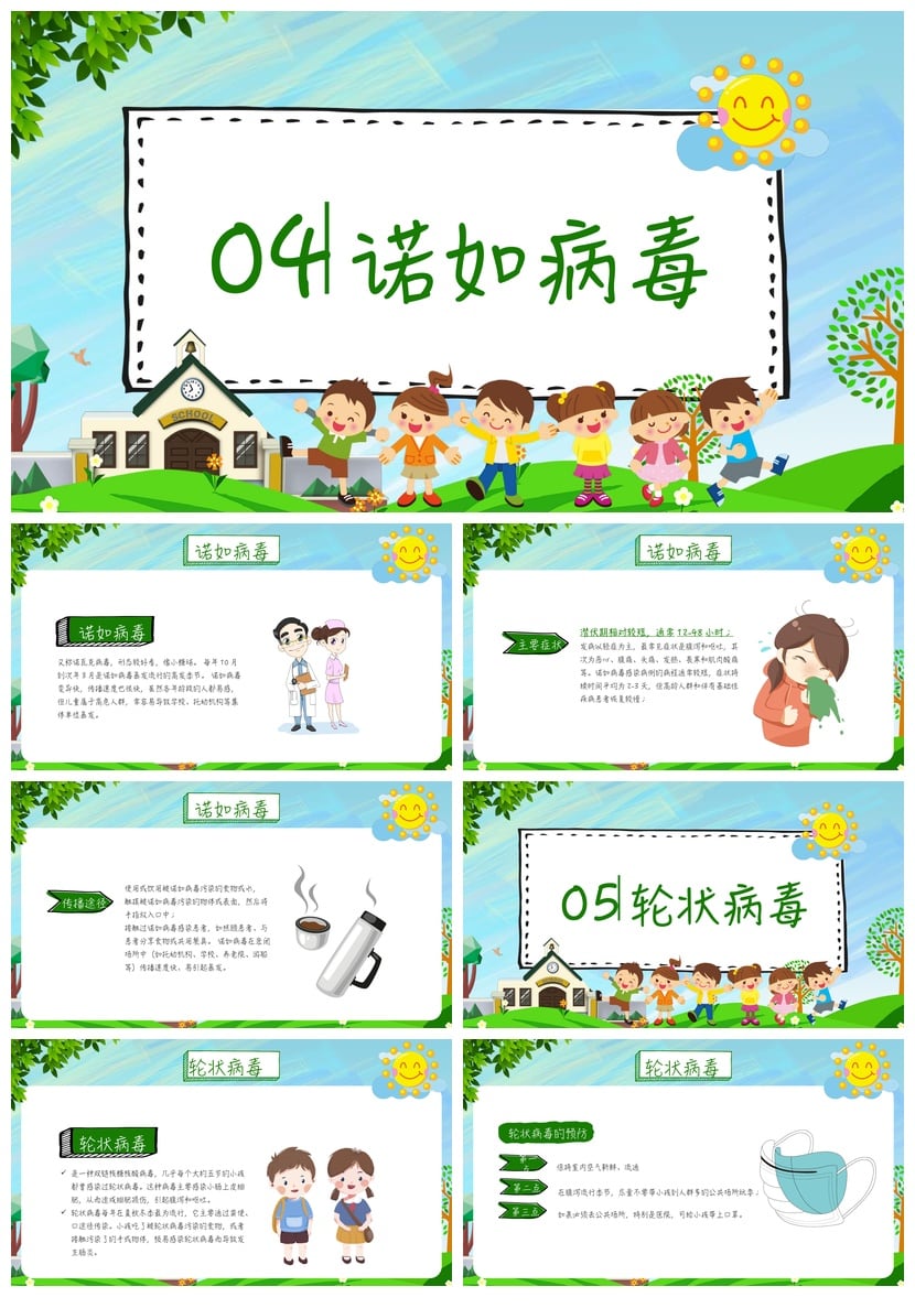 冬季传染病预防PPT模板 幼儿园防控课件 呼吸道疾病防护素材 - 第3页预览
