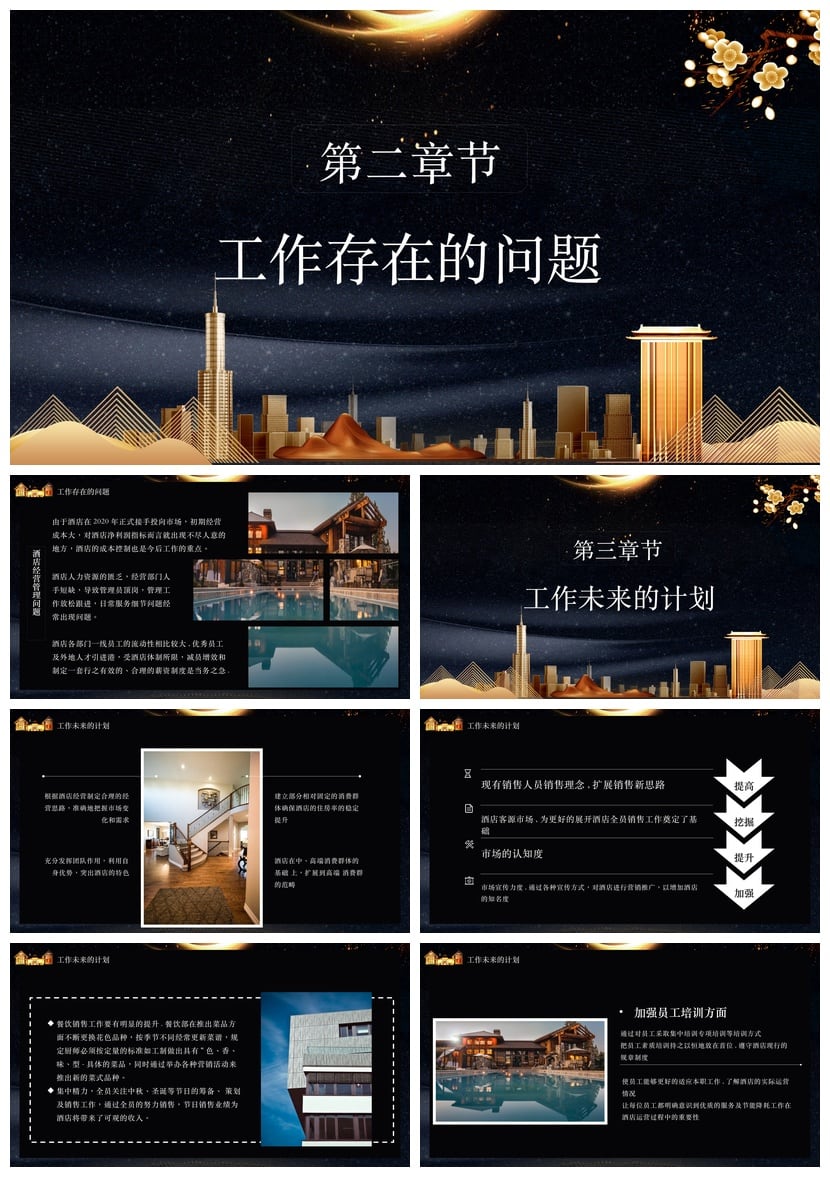 酒店经理述职报告PPT模板 年终总结高端商务酒店汇报PPT素材pptx - 第2页预览