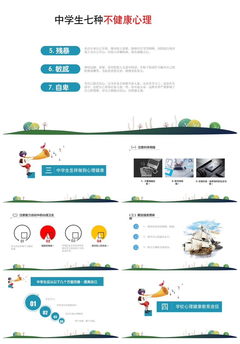 开学心理疏导PPT成品课件 学生心理辅导素材模板 - 第3页预览