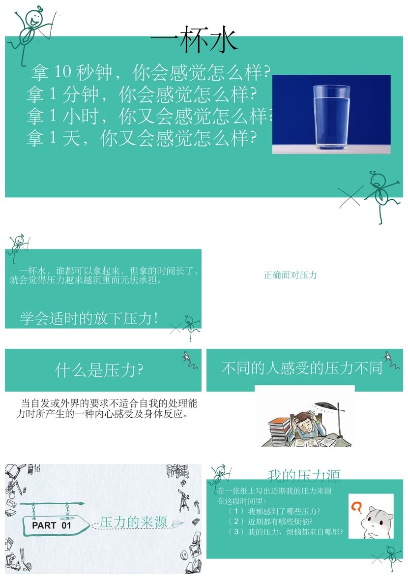 开学心理疏导PPT模板 学生心理健康课件素材 焦虑压力调节主题 - 第3页预览