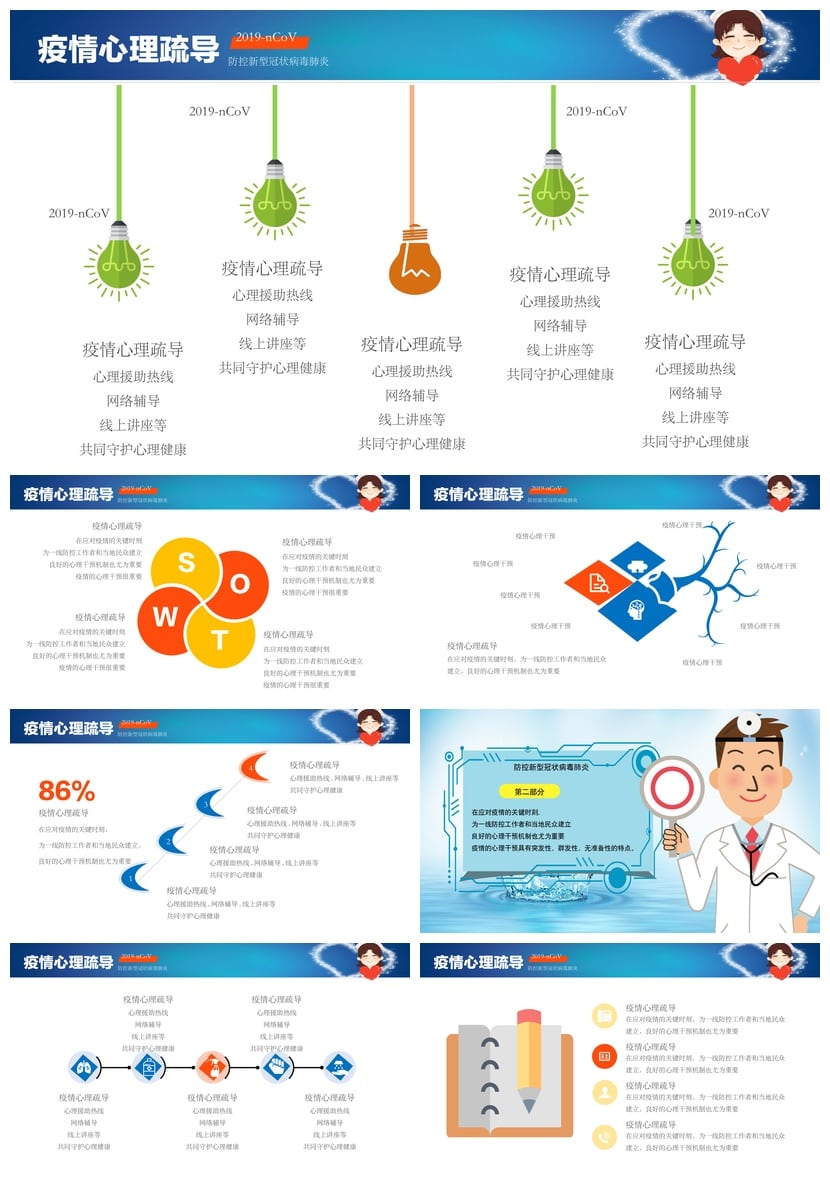 开学心理疏导PPT模板 疫情防控心理疏导PPT课件 心理压力应对素材 - 第2页预览