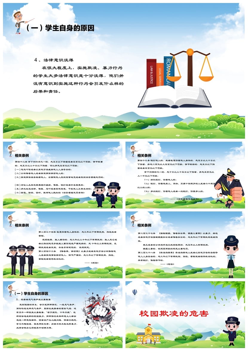 校园安全班会PPT模板防欺凌主题 二年级校园安全教育课件素材 - 第4页预览