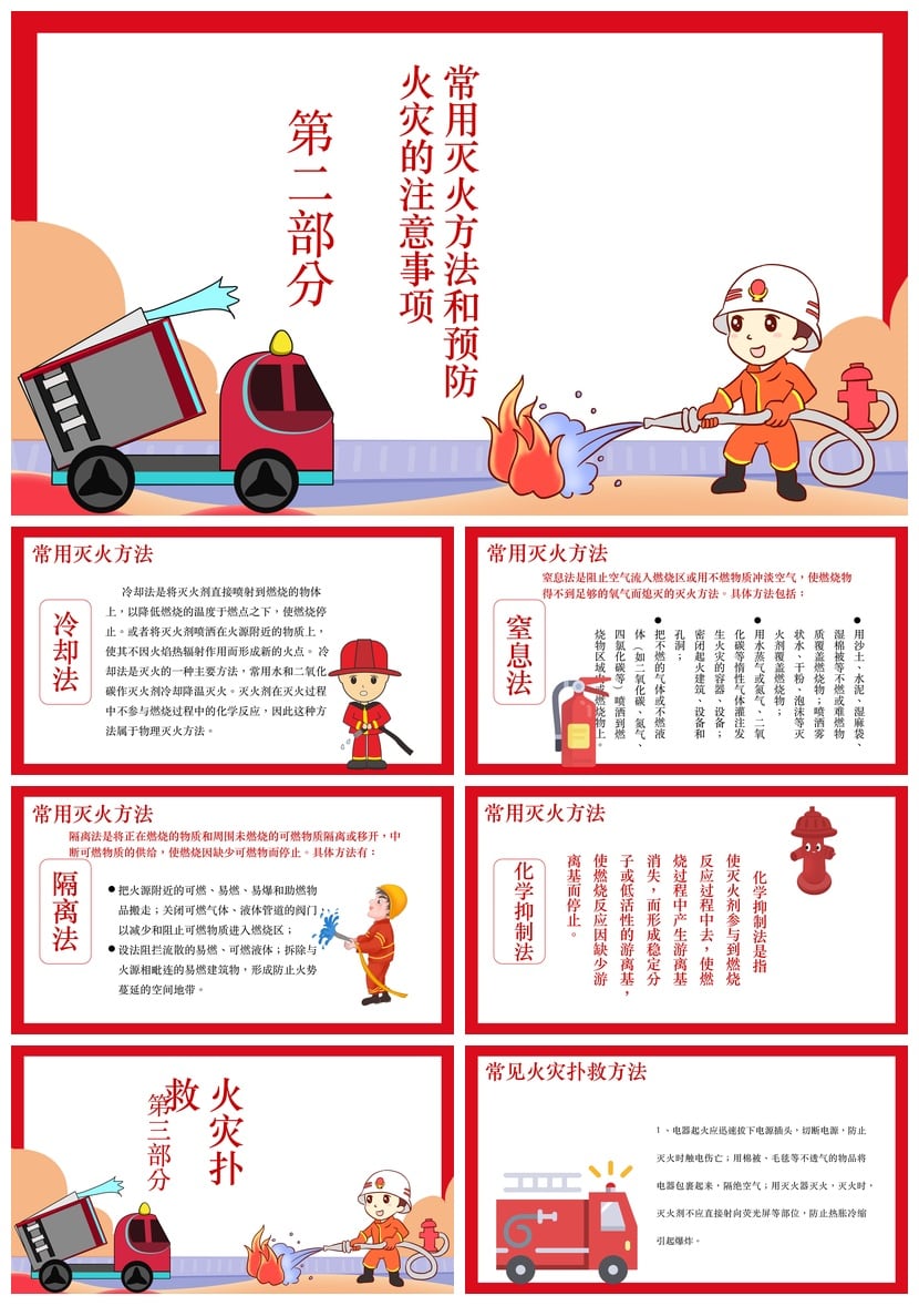 消防知识PPT课件 儿童校园防火灾安全宣传日模板PPT素材 - 第2页预览
