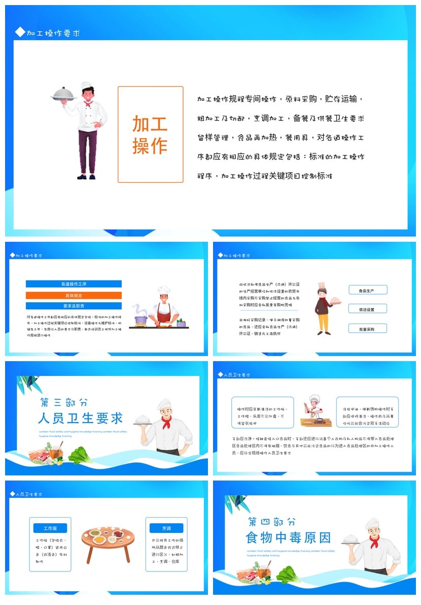食堂食品安全培训PPT模板 事故知识教育培训课件 卫生管理素材 - 第2页预览