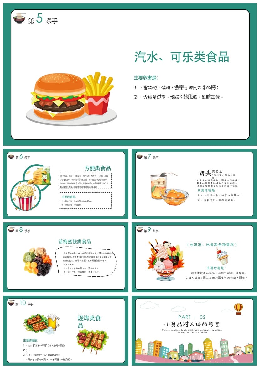 食堂食品安全事故教育培训PPT模板 中小学生食品安全教育课件素材 - 第2页预览