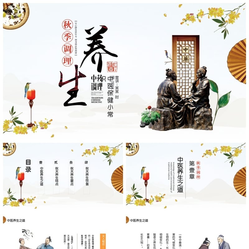 中医养生PPT模板 中医保健小常识宣讲素材 中医课件设计 - 其它PPT 模板