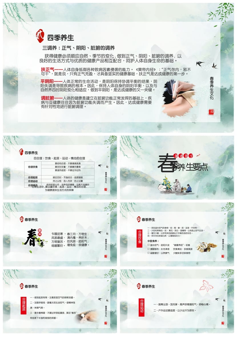 中医养生PPT春季养生专题 PPT模板素材春季保健养生PPT - 第3页预览