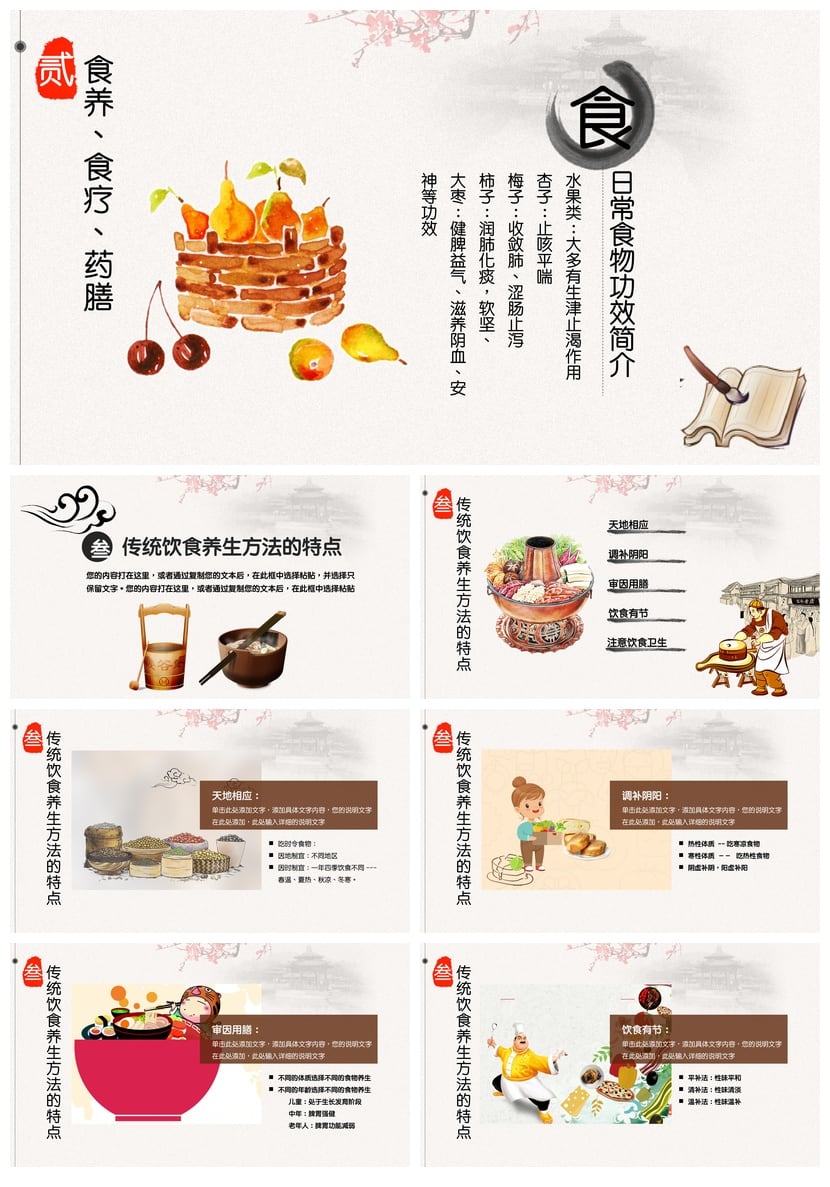 中医养生PPT模板 饮食与养生调理 健康生活素材 - 第3页预览