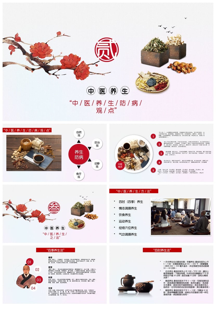 中医养生PPT模板 国风中医健康课件素材 中医药文化主题演示文稿 - 第2页预览