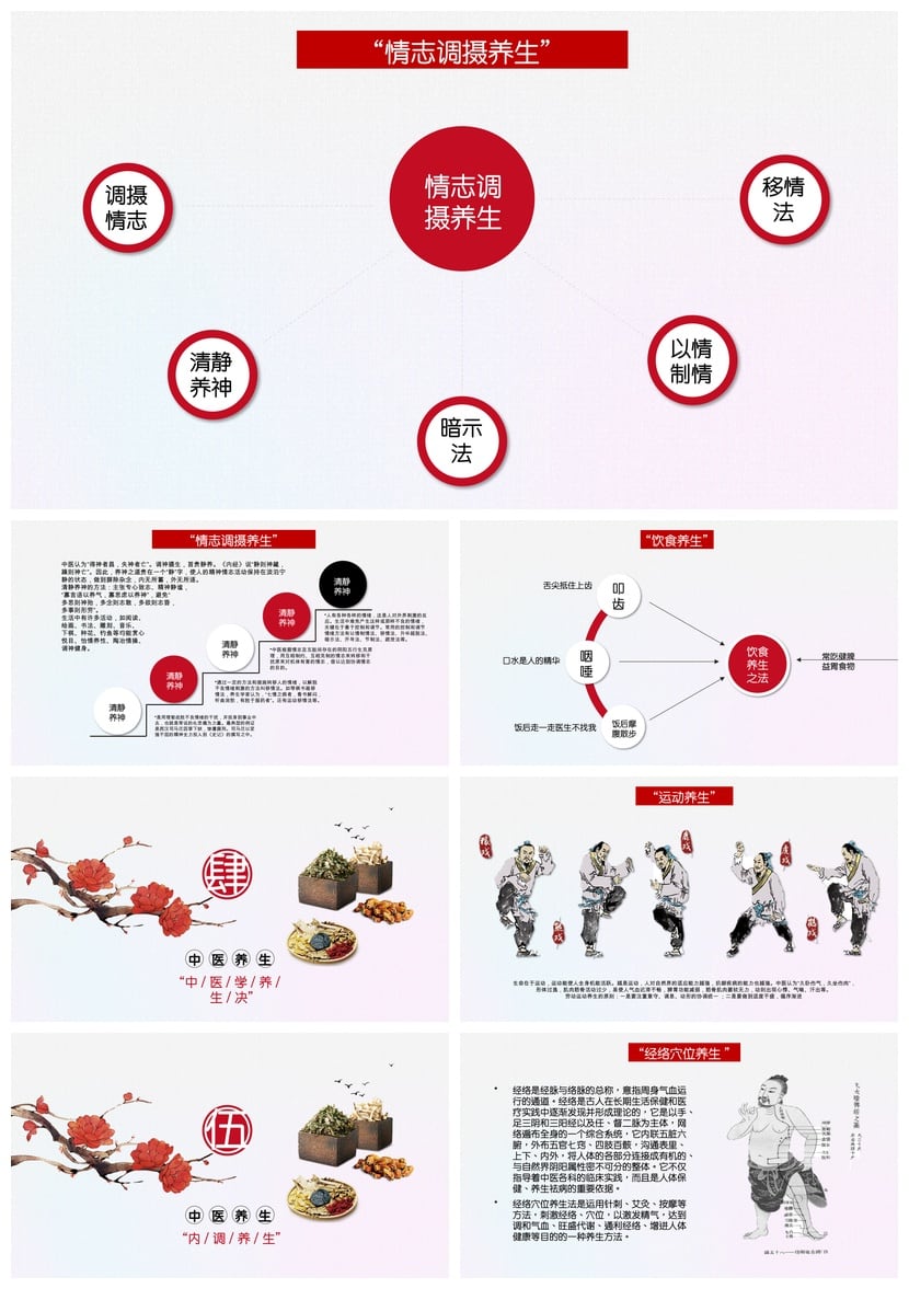 中医养生PPT模板 国风中医健康课件素材 中医药文化主题演示文稿 - 第3页预览