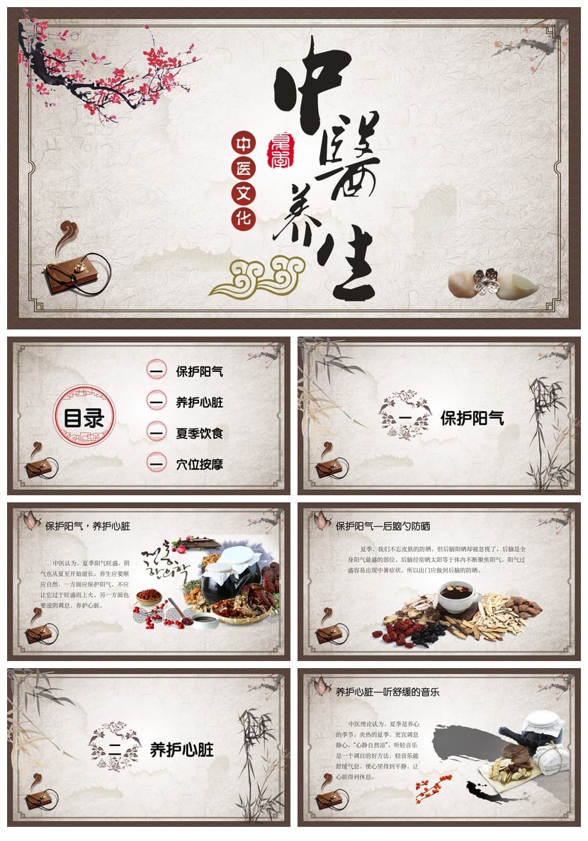 中医养生PPT模板 中医食疗调理节气保健课件素材 - 第1页预览
