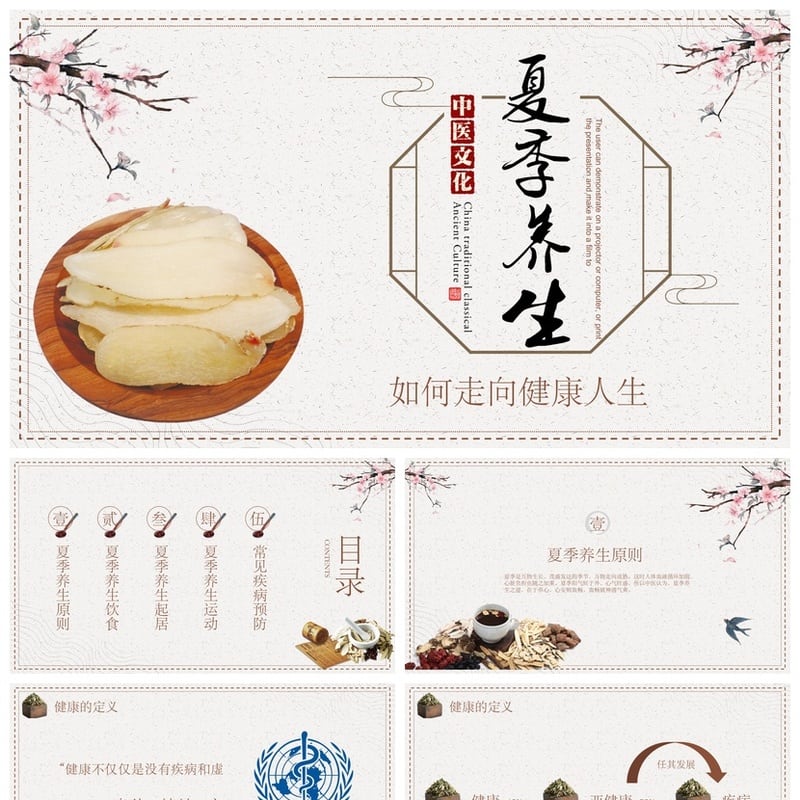 中医养生PPT模板素材 健康管理知识讲座培训课件走向健康人生指南 - 其它PPT 模板