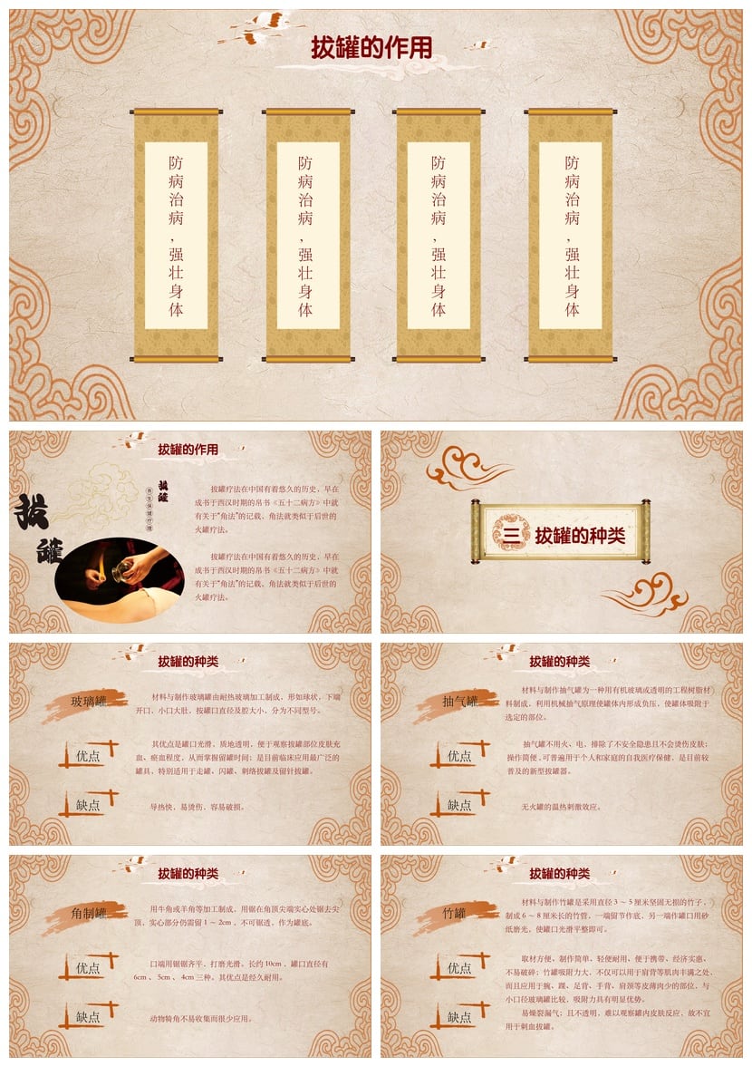 中医养生PPT模板 拔罐疗法与中医文化养生课件素材 - 第2页预览