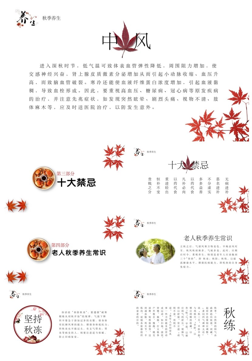 中医养生PPT模板秋季讲座素材 白露秋分节气养生保健 - 第3页预览