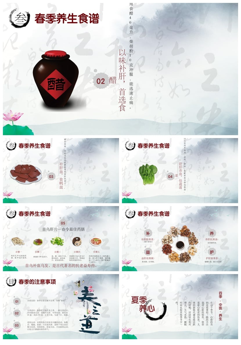 中医养生PPT模板 四季调理与节气保健素材 - 第2页预览