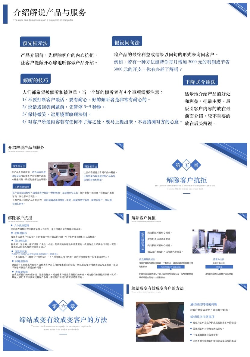 销售人员话术技巧培训PPT模板 成交沟通经验与销售技能提升素材 - 第3页预览