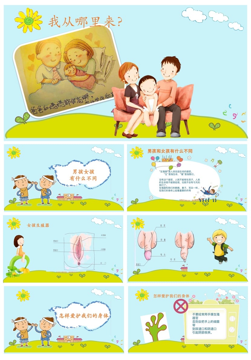 小学生教育PPT模板 儿童性教育课件素材 成长课程设计资源 - 第2页预览