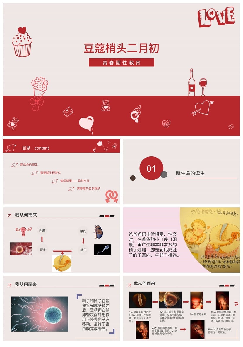 青春期性教育PPT素材模板 小学生性教育课件主题班会PPT模板 - 第1页预览